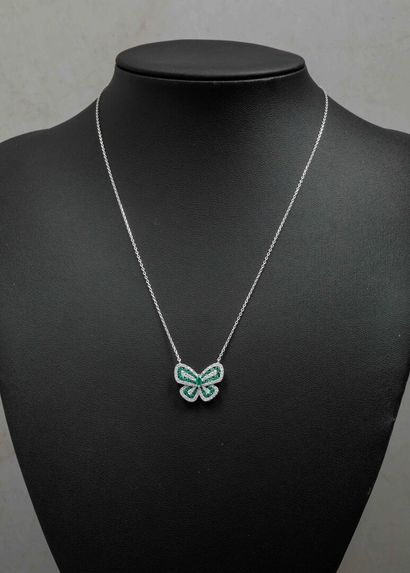 Collier en or blanc 750 millièmes (18K) ornée...