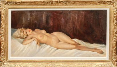 MODERN SCHOOL
Reclining nude
Oil on canvas...