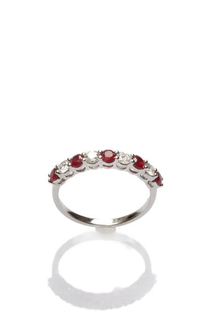 750 thousandths (18K) white gold half wedding...