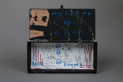 JAZZU (born 1983)
Cigar box painted on back,...