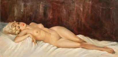 MODERN SCHOOL
Reclining nude
Oil on canvas...