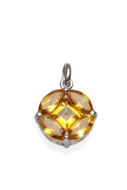 Round pendant in 18K white gold set with...