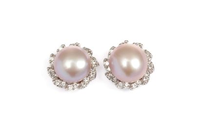 Pair of steel stud earrings adorned with...