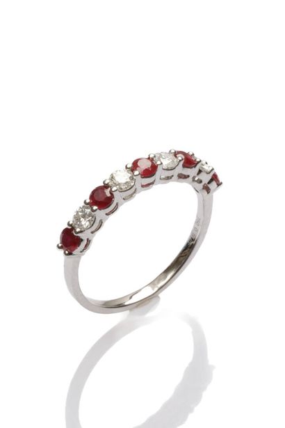 750 thousandths (18K) white gold half wedding...