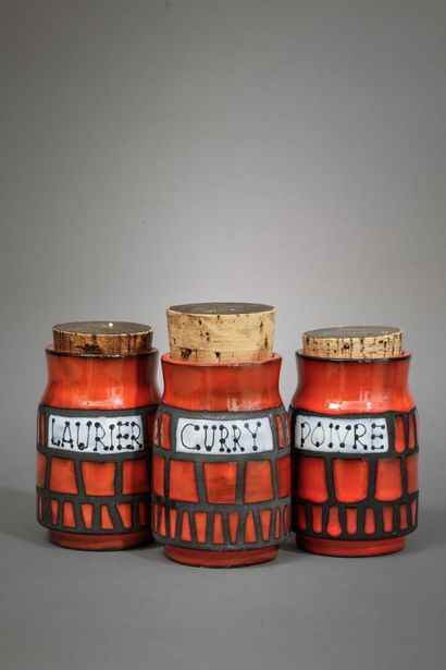 CAPRON Roger (1922-2006) 
Trois pots à épices...