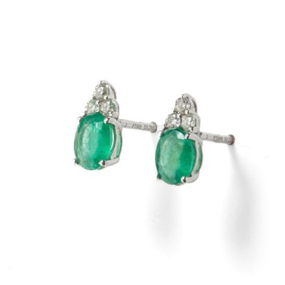 Pair of platinum ear studs adorned with two...