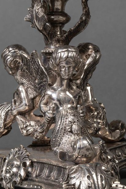 Attractive pair of silver-plated bronze bowls...