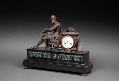 Regula mantel clock on black marble base...