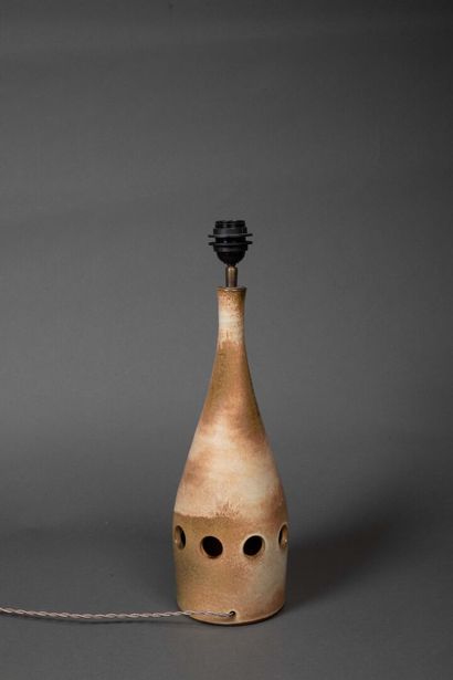 Suite of three large glazed ceramic lamps...