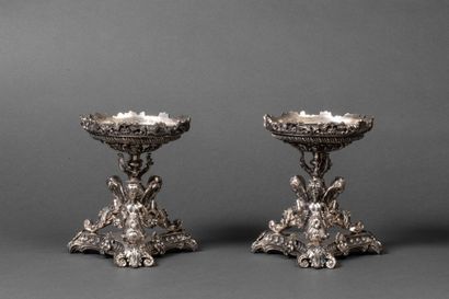Attractive pair of silver-plated bronze bowls...
