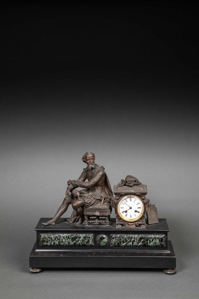 Regula mantel clock on black marble base...
