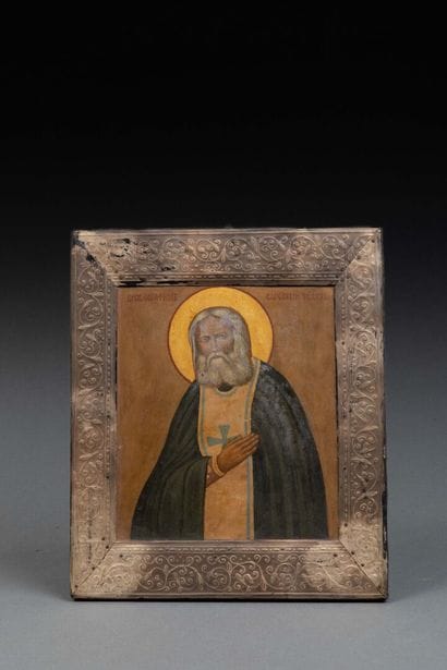 ICON of Saint Seraphim of Sarov. 
Tempera...