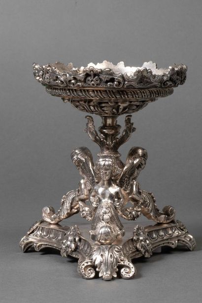 Attractive pair of silver-plated bronze bowls...