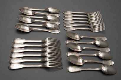 HENIN
Suite of 12 1st-rate silver dessert...