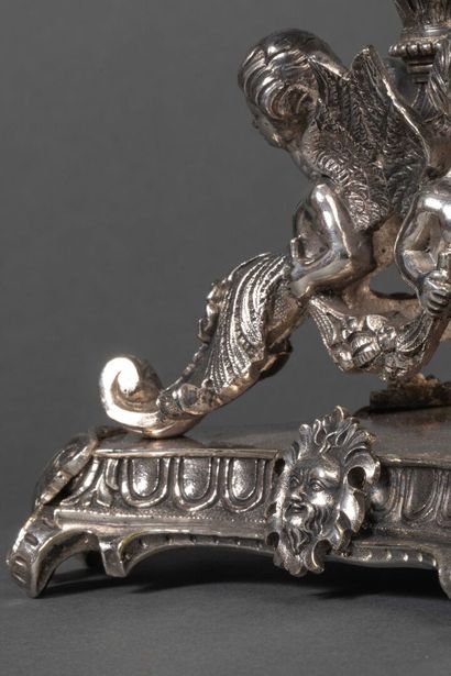 Attractive pair of silver-plated bronze bowls...