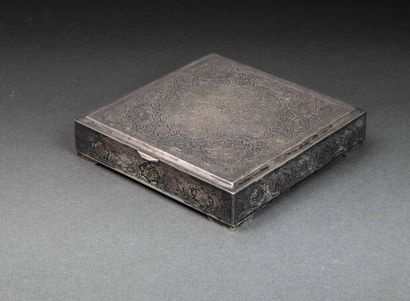 Silver box (800 thousandths) with engraved...