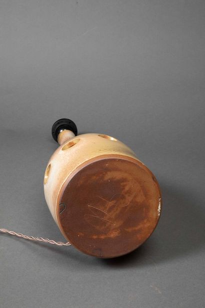 Suite of three large glazed ceramic lamps...