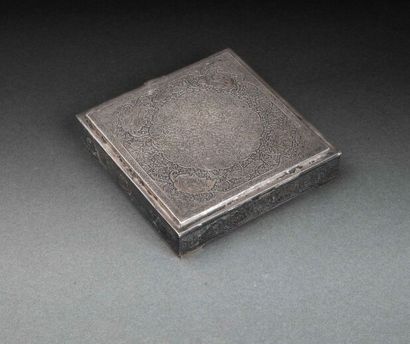 Silver box (800 thousandths) with engraved...