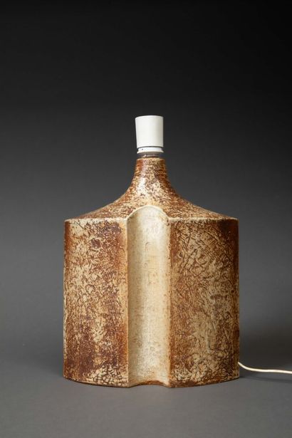 Suite of three large glazed ceramic lamps...
