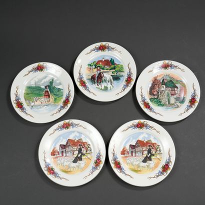 SARREGUEMINES
Set of 5 Obernai-style earthenware...