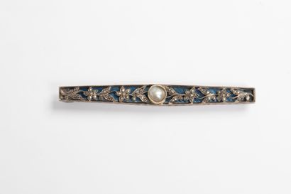 Barrette brooch in 800 thousandths silver...