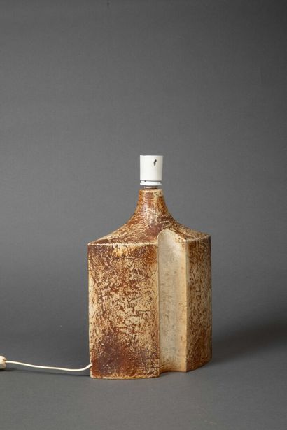 Suite of three large glazed ceramic lamps...