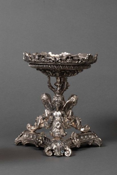 Attractive pair of silver-plated bronze bowls...