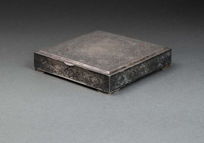 Silver box (800 thousandths) with engraved...