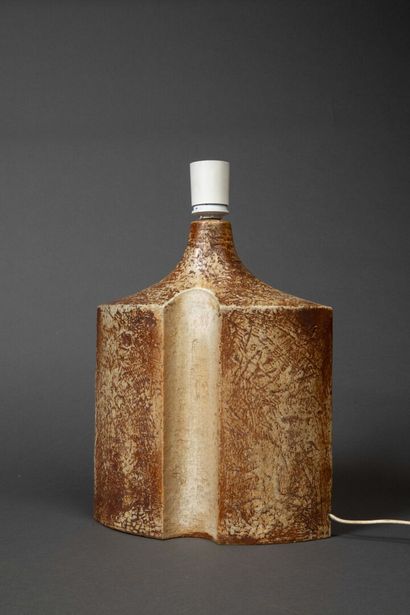 Suite of three large glazed ceramic lamps...