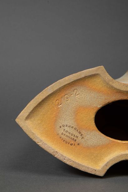 Suite of three large glazed ceramic lamps...