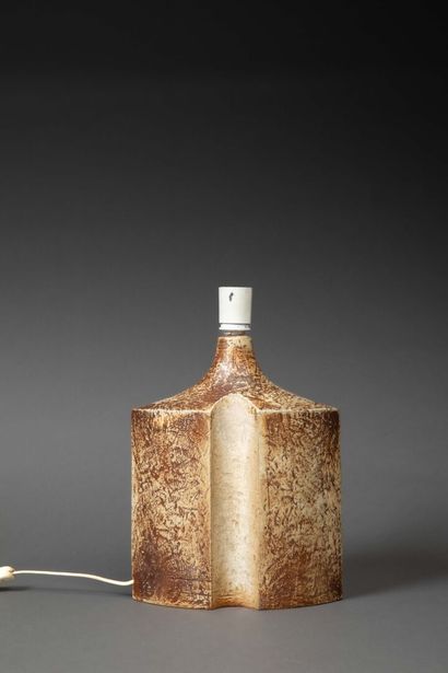 Suite of three large glazed ceramic lamps...