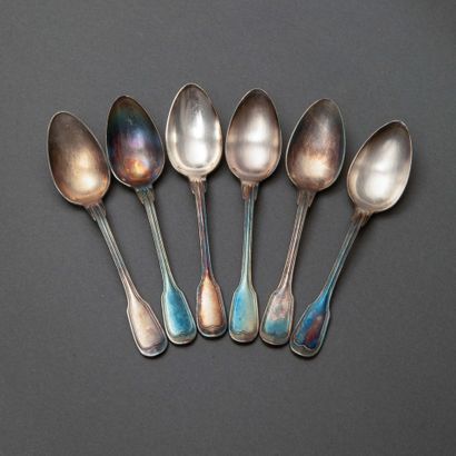 CHRISTOFLE
Suite of 6 silver-plated teaspoons,...