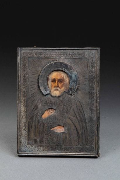 ICON of Saint Simeon. 
Oil on wood preserved...