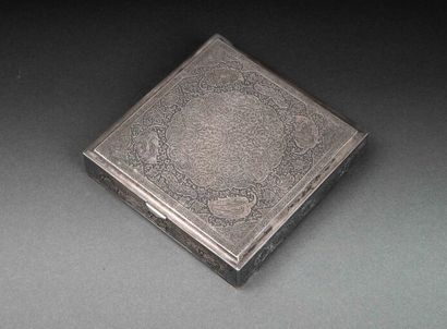 Silver box (800 thousandths) with engraved...