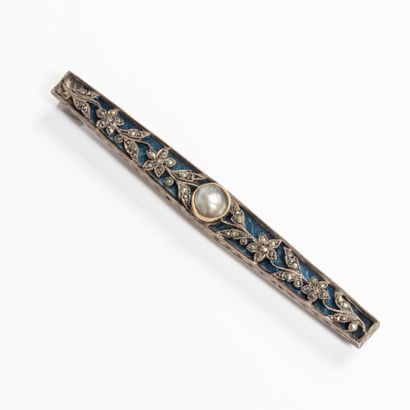 Barrette brooch in 800 thousandths silver...