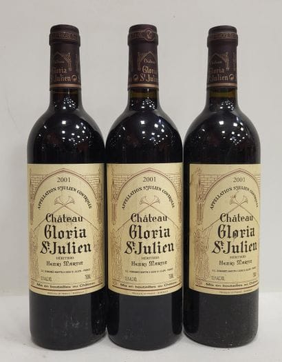 3 bottles Château GLORIA, Saint Julien, 2001...