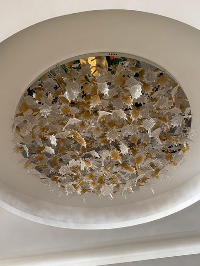 Important lustre led multicolore à décor...