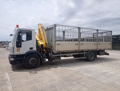CAMION PLATEAU GRUE CAGE IVECO 4X2 ML180E...