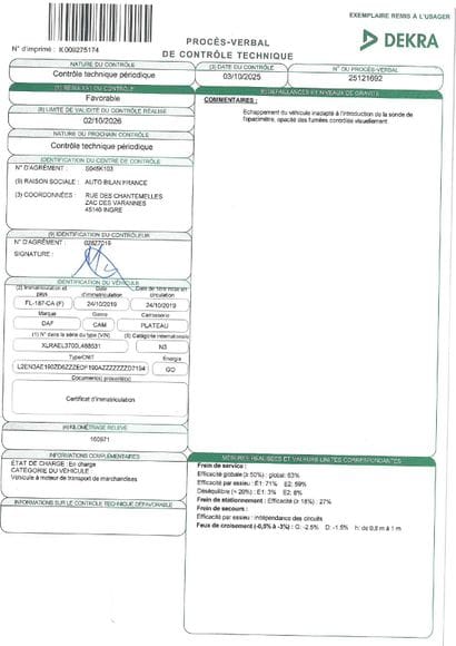 CAMION PLATEAU GRUE CAGE DAF 4X2 LF260FA...