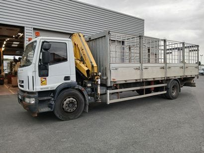 CAMION PLATEAU GRUE CAGE IVECO 4X2 ML180E30...