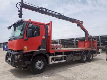 CAMION PLATEAU GRUE RENAULT 6X4 C430 équipé...