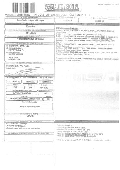 CAMION PLATEAU GRUE CAGE DAF 4X2 LF250FA...