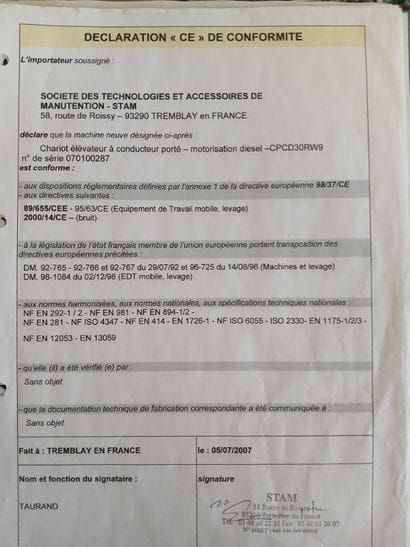 Chariot élévateur Thermique STAM CPCD30NRW9...