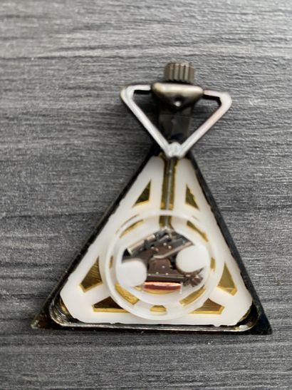 A triangular steel Masonic pocket watch with...