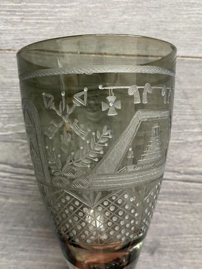 Large smoked couelur stemmed glass richly...