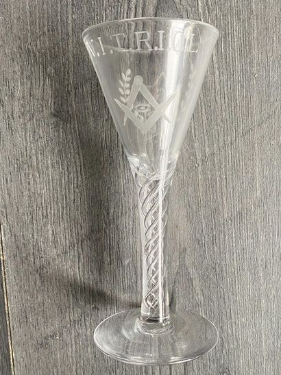 Stemmed glass with symbols of the Masonic...