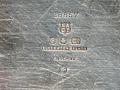 An oval silver plated dish (UK) with an engraving...
