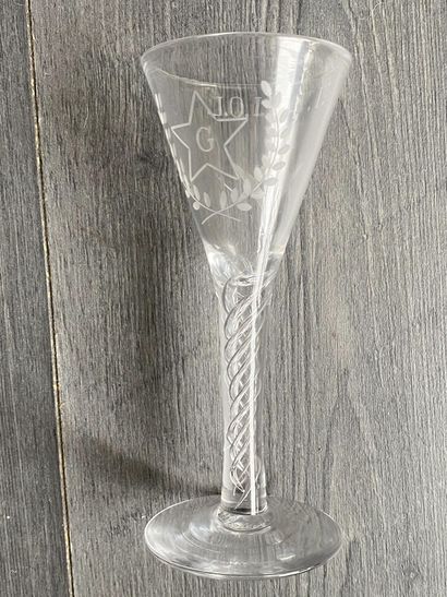 Stemmed glass with symbols of the Masonic...