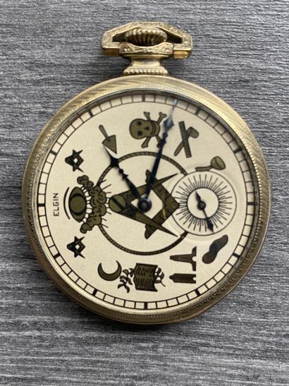 A gold-plated masonic pocket watch signed...