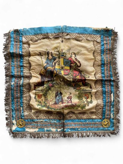 An Odd Fellows silk apron with blue trim...